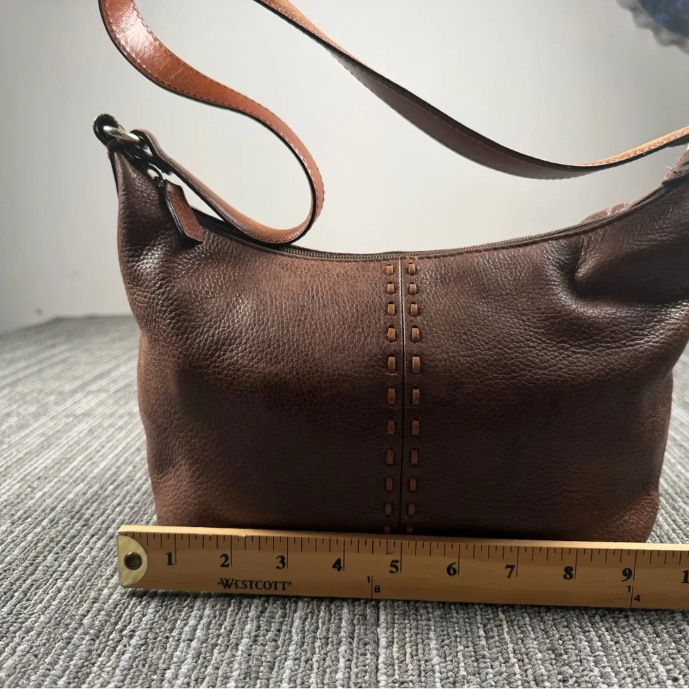 Fossil Brown Pebbled Leather Shoulder Bag style # 75082 - Picture 8 of 9